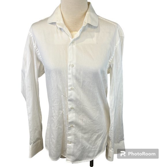 NAGA White Button Down 100% Cotton Slim Fit Shirt (15.5/39) - Picture 7 of 7